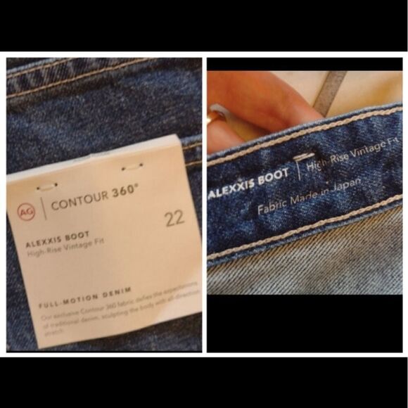 AG Contour 360 Alexxis Boot Cut Jean high rise raw hem dark blue new size 22 - Picture 9 of 14